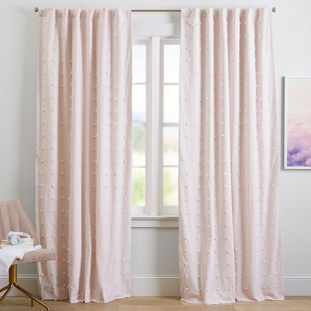 Pottery Barn Teen Tufted Dot Blackout Curtains - Blush